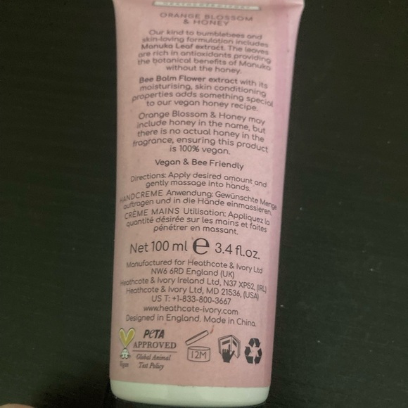 Heath Cote & Ivory Busy Bees Vegan Honey Hand Cream. 3.4 fl oz. PETA approved - Picture 3 of 3